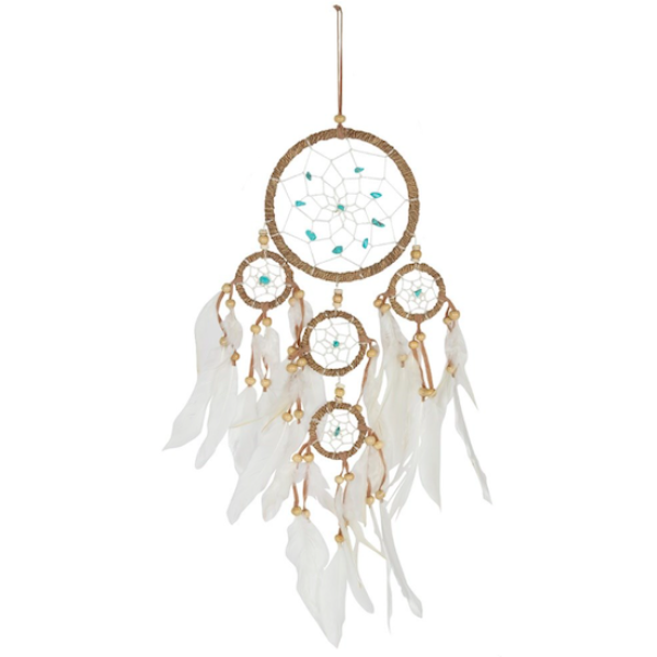 Dream Catcher Natural with turquoise beads